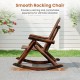 Outdoor Adirondack Rocking Chair For Adults, Solid Fir Wood And Pine Wood, Brown/Natural