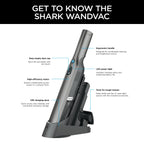 Shark Wandvac Cordless Handheld Vacuum for Pet Hair, Carpet and Car, Graphite - WV200