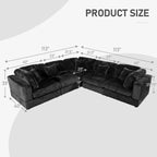6-Piece Corduroy Upholstered L-Shaped Modular Sectional Sofa