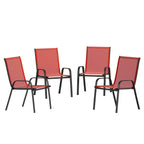 Emma + Oliver Outdoor Stack Chairs, Gray, 4 Pack, 21.25in W x 29in D x 36in H