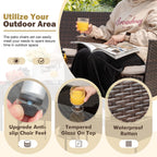 4-Piece Outdoor Patio Furniture Set With Rattan Wicker Chairs, Loveseat And Glass-Top Table