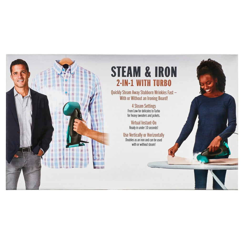 Conair Turbo ExtremeSteam 1875 Watt 2-in-1 Handheld Fabric Steamer and Iron, Black/Green - GS107