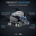 Dolphin Robotic Pool Vacuum Cleaner With Wi-Fi Control And Universal Caddy For Pools Up To 50 FT - Nautilus CC Plus
