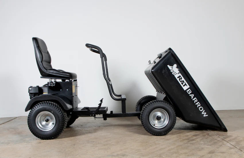 Rat Barrow Ride-On Wheelbarrow, Black, 150 Ltrs, 200kg Capacity, 98cm Wide, 2.3m Long