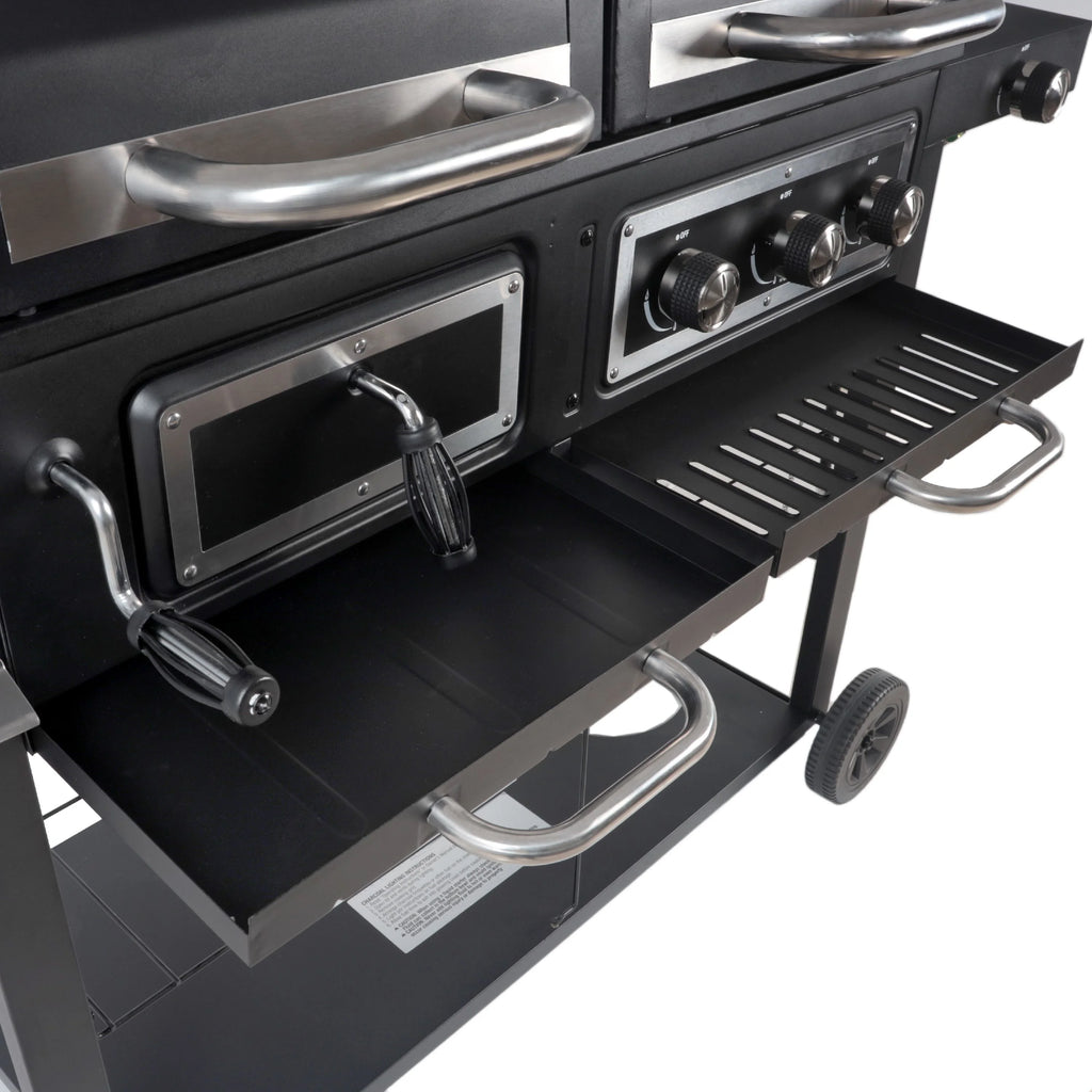 Dual Fuel Gas And Charcoal Combo Grill, Black With Stainless - GBC1793W