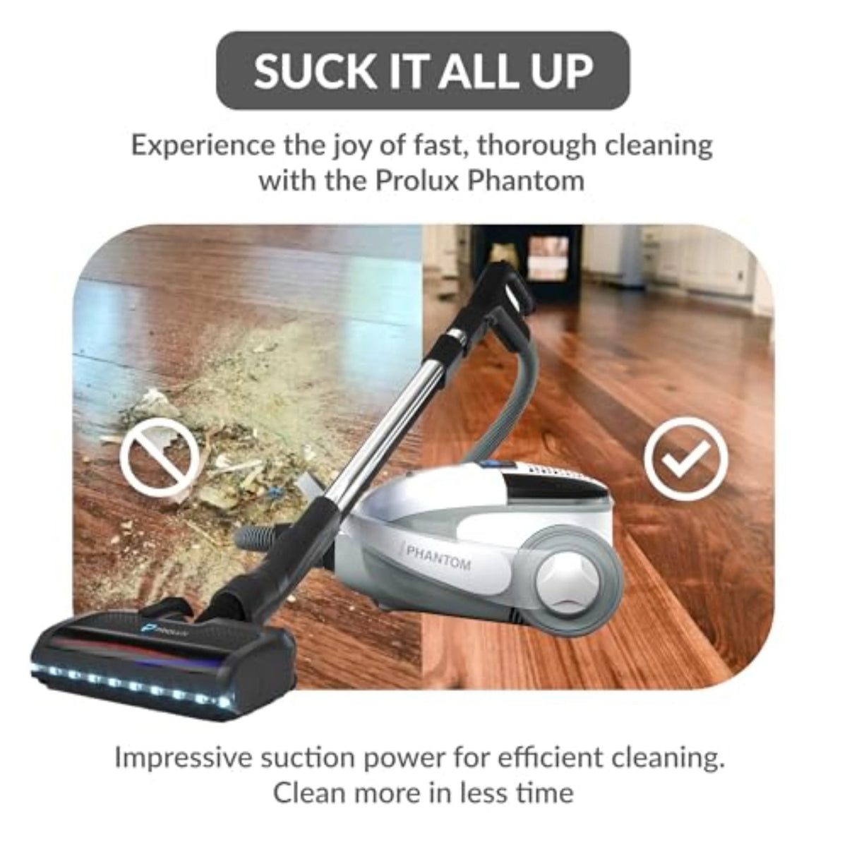 Prolux Bagged Canister Pet Vacuum With Powerhead - Phantom