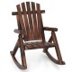 Outdoor Adirondack Rocking Chair For Adults, Solid Fir Wood And Pine Wood, Brown/Natural
