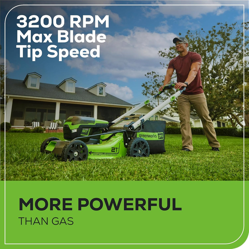 Greenworks Cordless Self-Propelled Lawn Mower 60V 21in - 2 x 4.0Ah Batteries