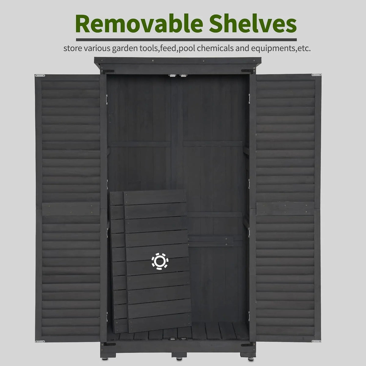 MCombo Tall Garden Wood Storage Shed, Brown - 1.52 x 2.85 ft