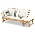 Acacia Wood Outdoor Convertible Daybed With Adjustable Armrests