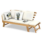Acacia Wood Outdoor Convertible Daybed With Adjustable Armrests