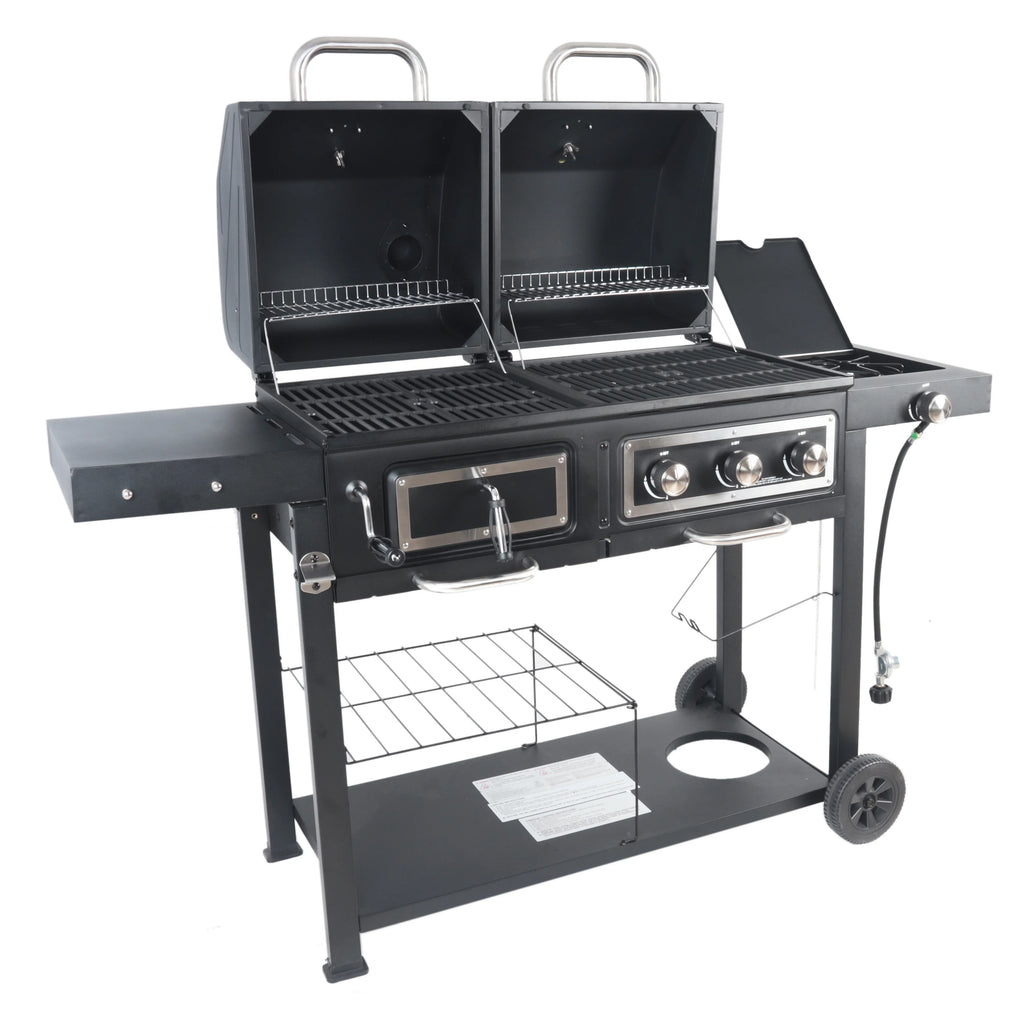 Dual Fuel Gas And Charcoal Combo Grill, Black With Stainless - GBC1793W