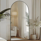 Arched Full-Length Wood Floor Mirror, Black Or Gold, 65x22/71x24/71x28/71x32