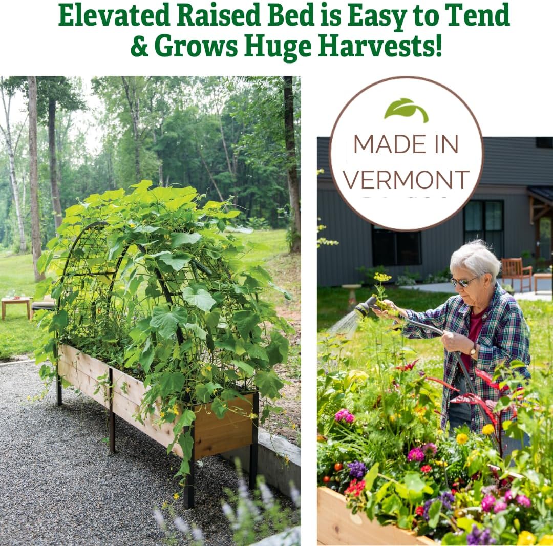 Gardener's Supply Company Elevated Cedar Raised Garden Bed, 2 ft x 8 ft, 29 in High
