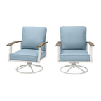 Hampton Bay Marina Point White Steel Outdoor Patio Swivel Lounge Chair With Surf Blue Cushions, 2-Pack - GC-41019-SSP