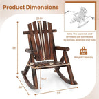 Outdoor Adirondack Rocking Chair For Adults, Solid Fir Wood And Pine Wood, Brown/Natural