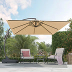 Grand Patio 10x10 ft Deluxe Aluminium Offset Umbrella With Base, Champagne - Napoli