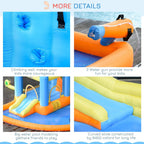 Outsunny 5-in-1 Inflatable Water Slide Bounce House, Orange Blue Yellow, 450W Air Blower