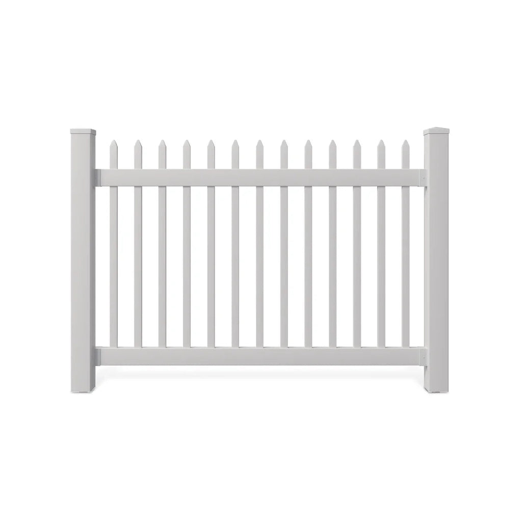 WamBam White Vinyl Picket Fence Panel Kit, 4ft H x 6ft W, 1 Panel + 1 Post - BL19101