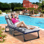 Slsy 5-Position Adjustable Folding Lounge Chair And Cot - 75.2" x 25.6" x 11.8"