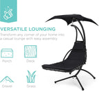 Best Choice Products Outdoor Hanging Steel Chaise Lounge Chair With Canopy, Charcoal Gray - SKY5871