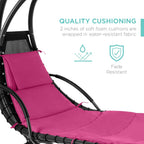 Best Choice Products Outdoor Hanging Steel Chaise Lounge Chair With Canopy, Charcoal Gray - SKY5871