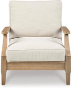 Signature Design by Ashley Clare View Outdoor Patio Eucalyptus Sofa With Cushions, Beige