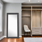Full Length Oversized Rectangle Wall Mirror With Smooth Faux Wood Frame