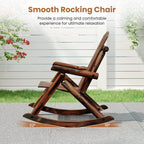 Outdoor Adirondack Rocking Chair For Adults, Solid Fir Wood And Pine Wood, Brown/Natural