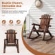 Outdoor Adirondack Rocking Chair For Adults, Solid Fir Wood And Pine Wood, Brown/Natural
