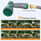 GILBEST Retractable Garden Hose Reel, 100 ft x 5/8 in, Green, 10-Function Nozzle