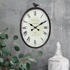 Metal Oval Wall Clock With Bird Design, 17 in L x 3 in W x 25.25 in H - Vintage