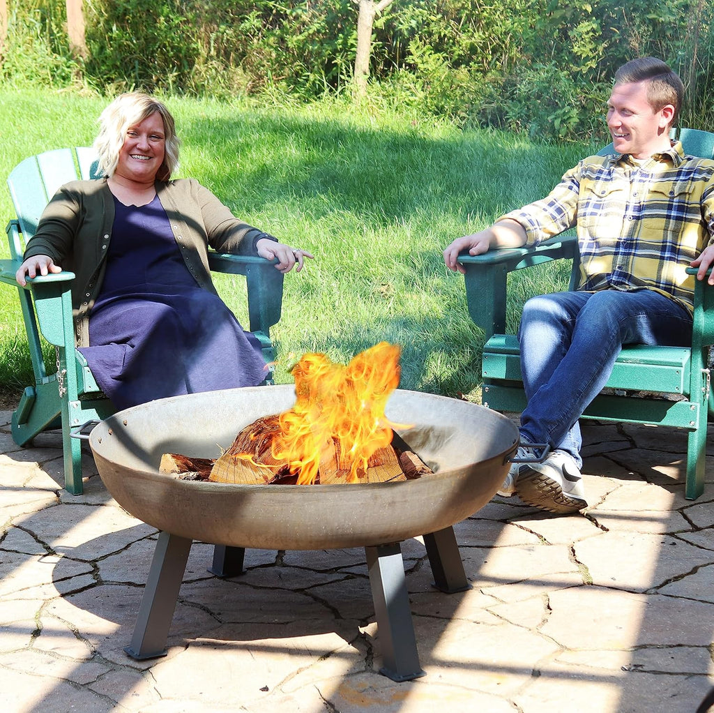 Sunnydaze Decor Rustic Cast Iron Outdoor Raised Fire Pit Bowl, 34-Inch, Rust - RCM-LG570