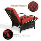 Adjustable Patio Recliner Lounge Chair With Cushion, 300 lbs - 38 (D) x 26.5 (W) x 38.5 (H) Inches