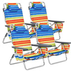 Costway Folding Backpack Beach Chairs, Set Of 4, 5 Recline Positions, Aluminum