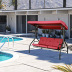 Arlopu 3-Person Outdoor Convertible Porch Swing Glider With Canopy