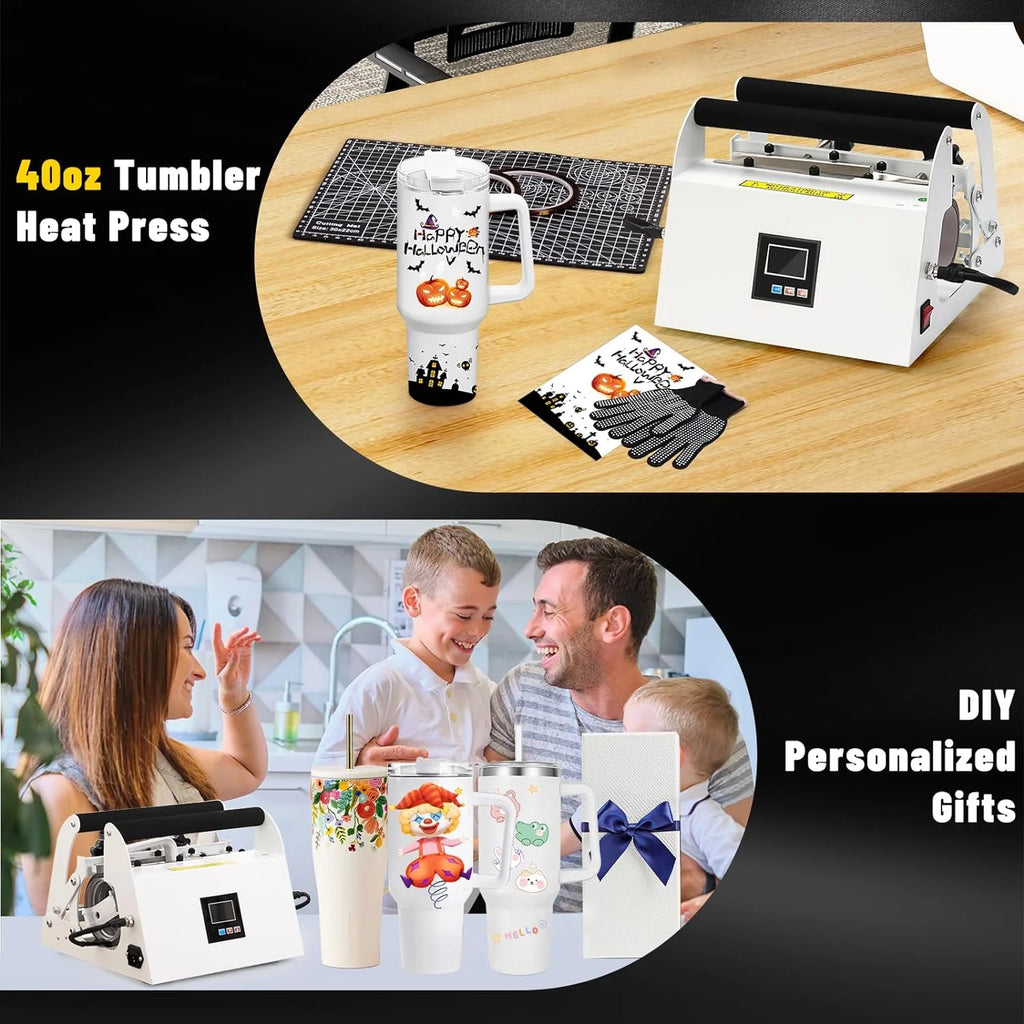 40oz Tumbler Heat Press for Sublimation, White Red - 40oz Tumbler Heat Press