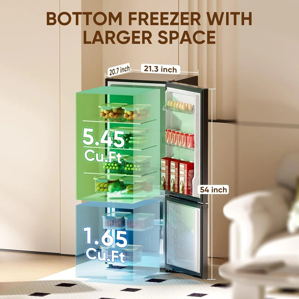 Upstreman Refrigerator With Bottom Freezer, 7.1 Cu.Ft, Black - BM71