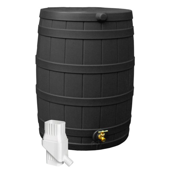 Good Ideas 50 Gallon Rain Barrel With Diverter Kit Black - Rain Wizard 50