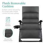Best Choice Products Oversized Zero Gravity Folding Recliner With Removable Cushion And Side Tray - Fossil Gray