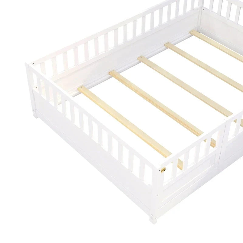 Montessori Children's Floor Bed With Support Slat, Twin / Full, Pine And Plywood