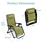 Best Choice Products Oversized Zero Gravity Folding Recliner With Removable Cushion And Side Tray - Fossil Gray