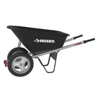Husky 6 Cu. Ft. Poly Dual Wheel Wheelbarrow With Flat-Free Tires