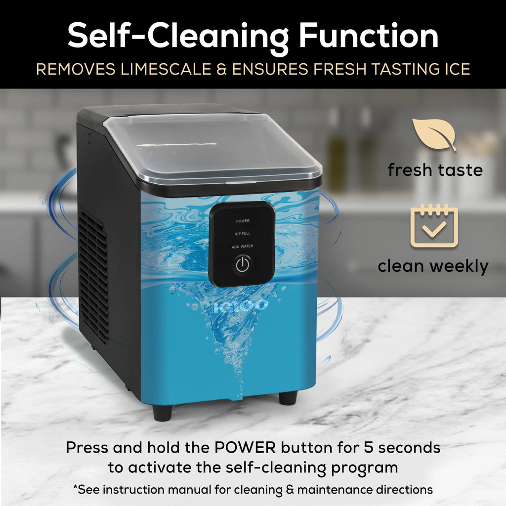Igloo Self-Cleaning Countertop Ice Maker, 26 lbs. Per Day, 8 Pieces Every 7-8 Minutes, Aqua