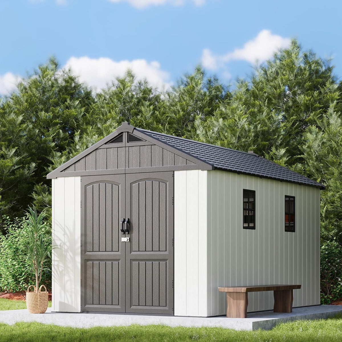 Patiowell 6x4 FT Resin Outdoor Storage Shed With Floor - Light Gray