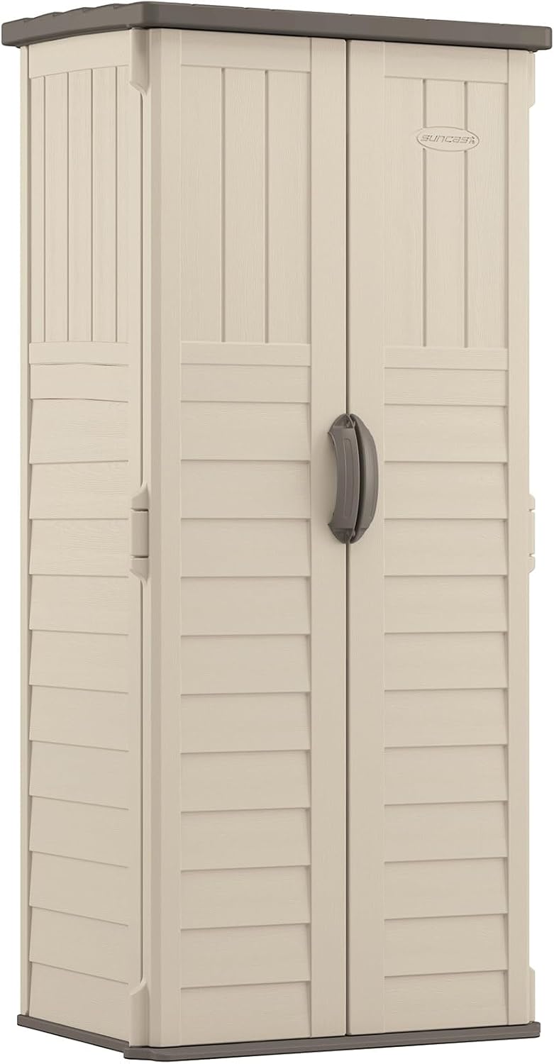 Suncast Vertical Outdoor Storage Shed - Vanilla