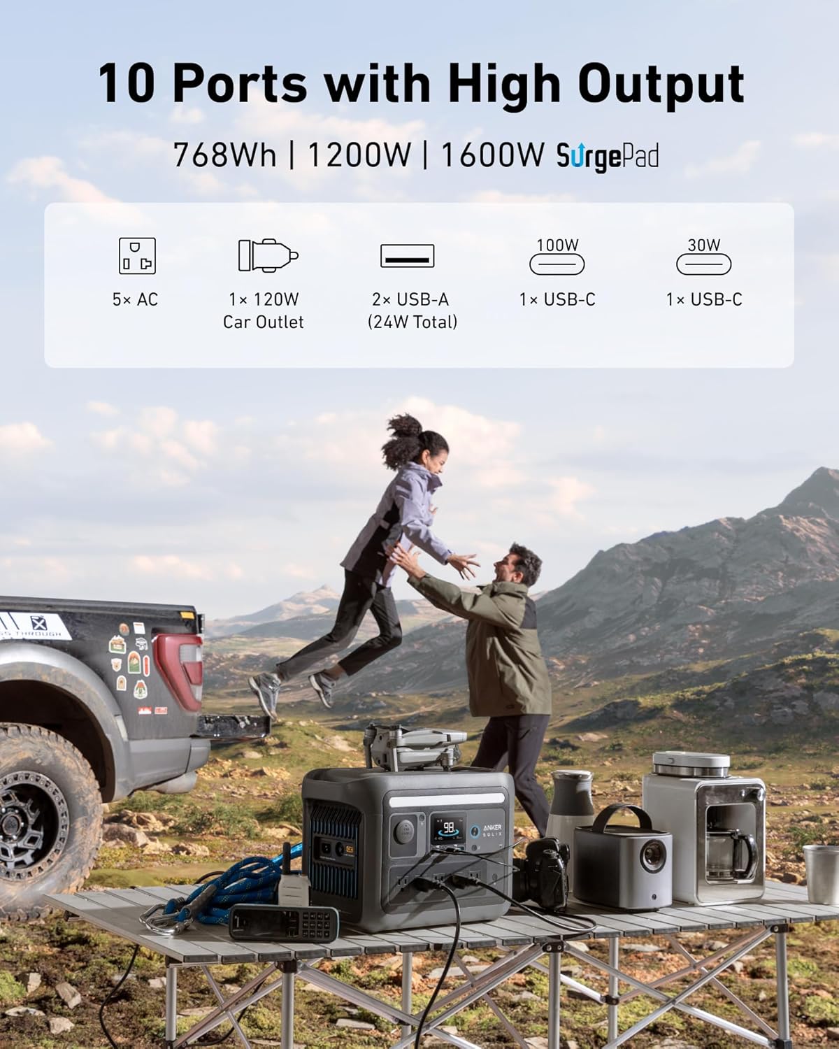 Anker SOLIX C800 Portable Power Station 768Wh 1200W Peak 1600W - C800