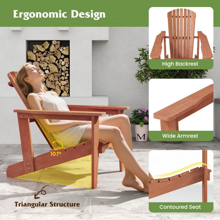 Solid Wood Adirondack Chair, Natural, 34 x 28 x 35 inch