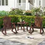 Outdoor Adirondack Rocking Chair For Adults, Solid Fir Wood And Pine Wood, Brown/Natural