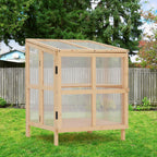 Youmumeub Wooden Cold Frame Greenhouse With 2-Tier Raised Garden Planter And Polycarbonate Panels - Foldable, Natural Wood